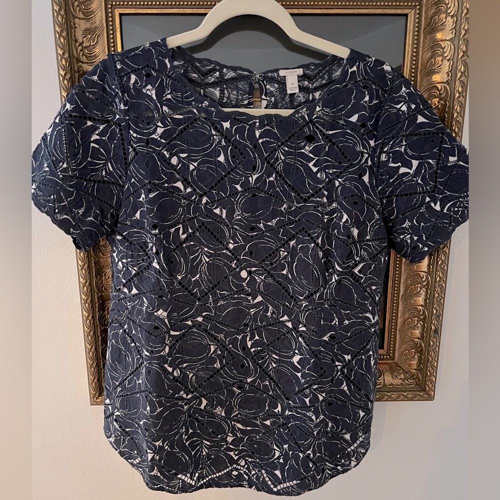 Art Deco lace top in navy blue